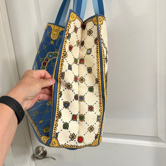 Brighton Large Glittering Love Canvas Tote Jewels Keep Your Spirits Bright 14x16 - Picture 4 of 12